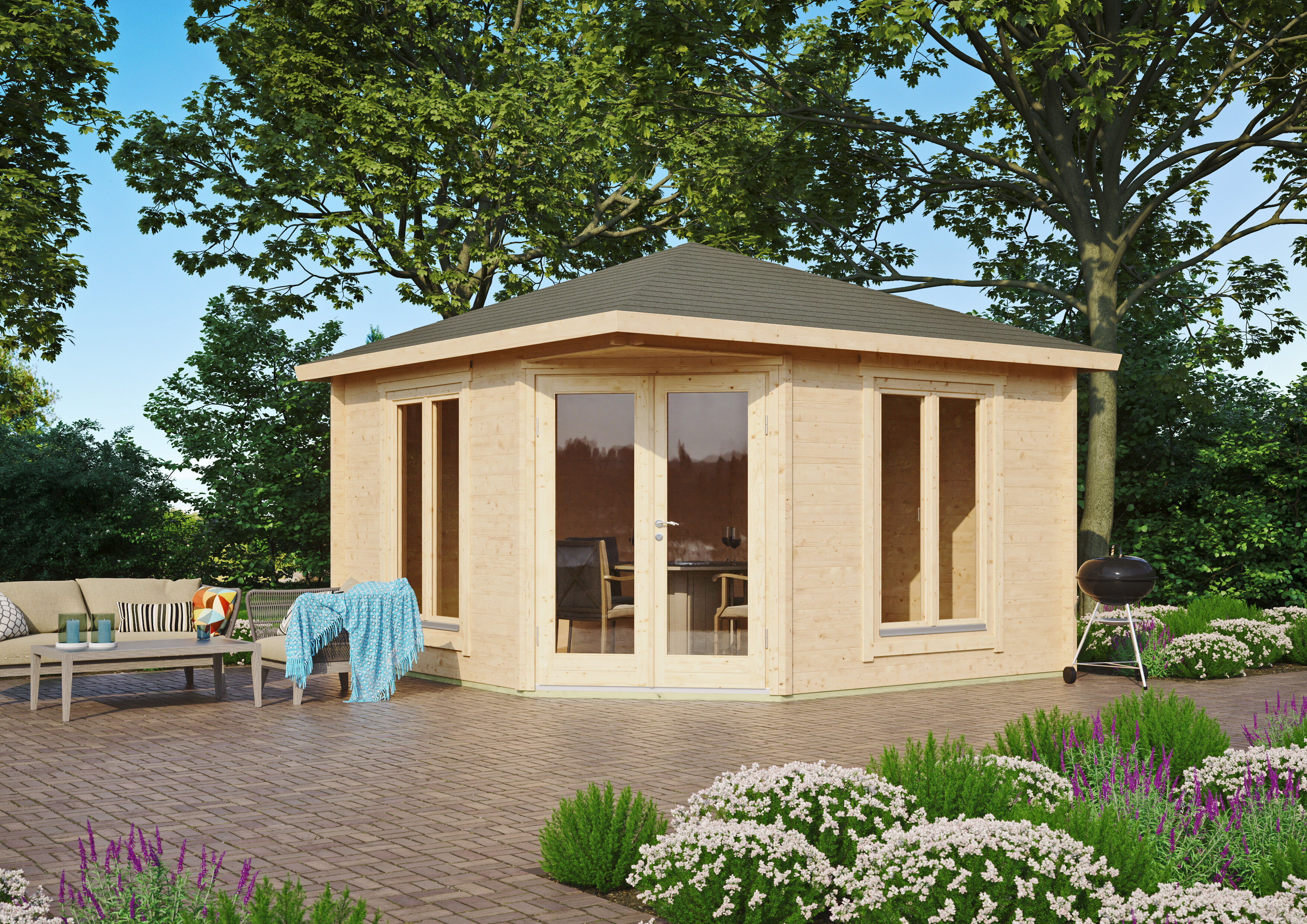 Fjordholz Holzgartenhaus Modell Cati 44 Modern | 4x4m