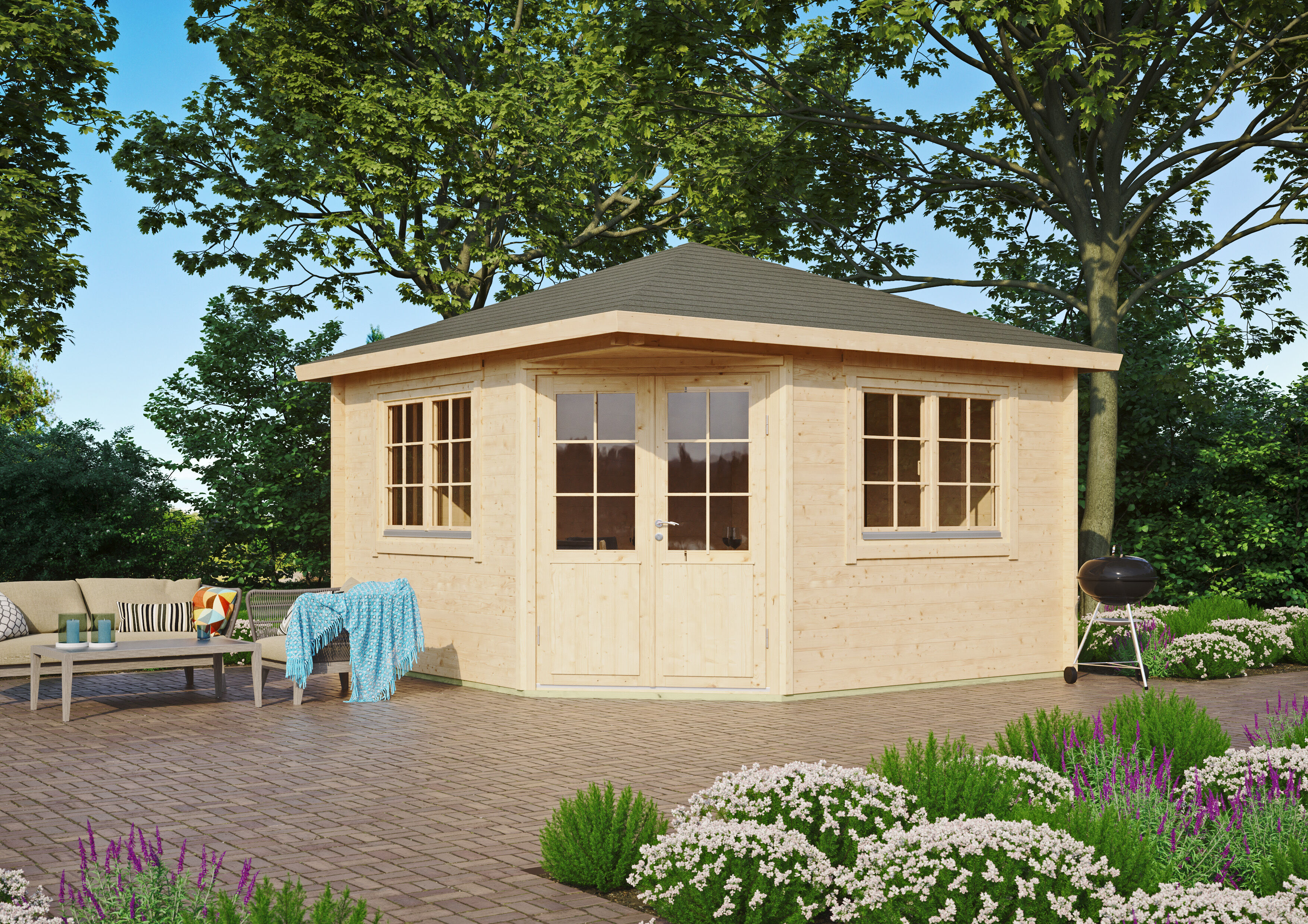 Fjordholz Holzgartenhaus Modell Cati 44 Klassik | 4x4m