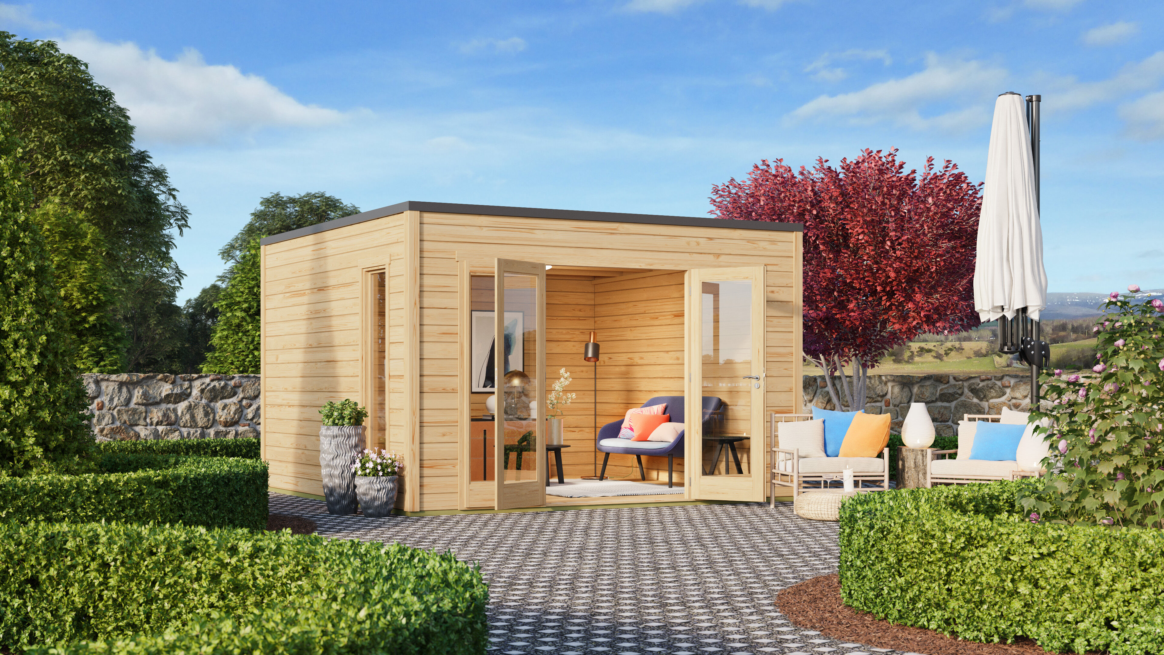 Fjordholz Holzgartenhaus Modell Q-BIC 44 A | 5x4m